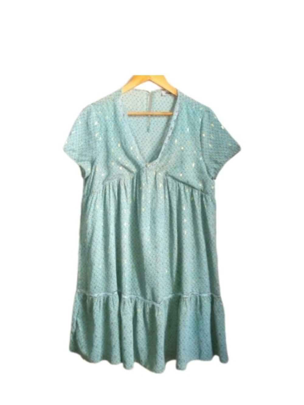 IT HIPPIE Sage Green & Gold Boho Babydoll Dress